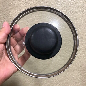 VTG REPLACEMENT GLASS METAL BLACK LID FOR SAUCE PAN APROX 6"
